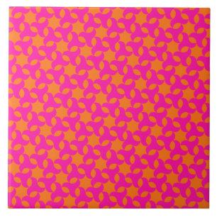 Carreau En Céramique Motif géométrique islamique rose et orange choquan