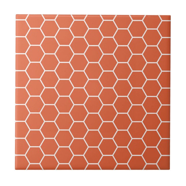 Carreau En Céramique Motif géométrique orange lumineux d'hexagone de (Devant)
