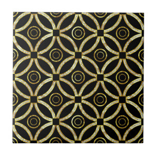 Carreau En Céramique Motif Géométrique Parties scintillant Noir Et Or