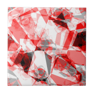 Carreau En Céramique Motif géométrique rouge et gris Abstrait