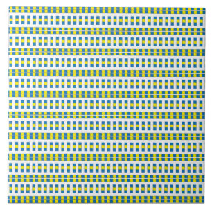 Carreau En Céramique Motif géométrique tribal bleu, jaune et blanc