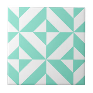 Carreau En Céramique Motif géométrique vert de cube en Seafoam Deco