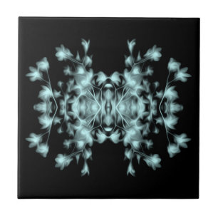 Carreau En Céramique Motif graphique floral bleu sarcelle turquoise aqu