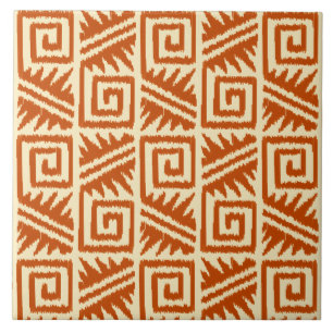 Carreau En Céramique Motif Ikat Aztec - Mandarin et orange clair