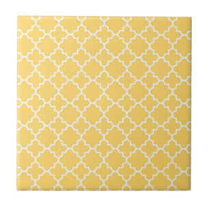 Carreau En Céramique Motif jaune de Quatrefoil