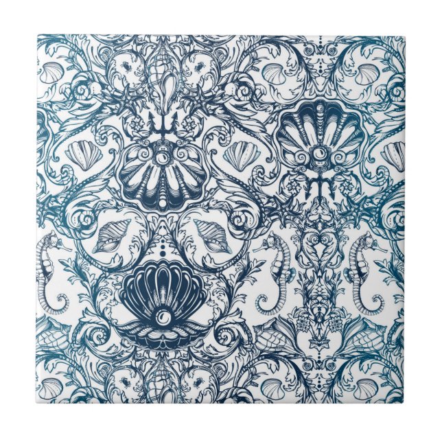 Carreau En Céramique Motif marin vintage (Devant)