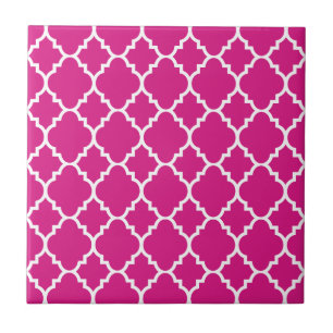 Carreau En Céramique Motif marocain blanc de Quatrefoil de roses indien