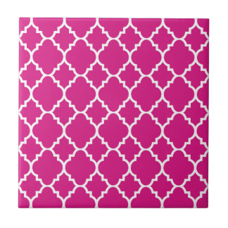 Carreau En Céramique Motif marocain blanc de Quatrefoil de roses indien