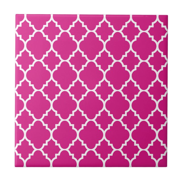 Carreau En Céramique Motif marocain blanc de Quatrefoil de roses indien (Devant)