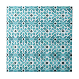 Carreau En Céramique Motif marocain bleu incandescent