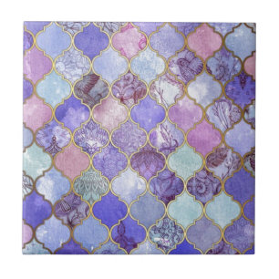 Carreau En Céramique Motif marocain pourpre et bleu-clair de tuile
