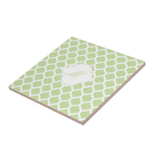 Carreau En Céramique Motif marocain vert avec Trivet en mosaïque Monogr