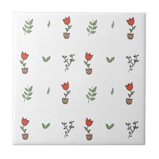 Carreau En Céramique Motif mis en pot d'usine de tulipe rouge