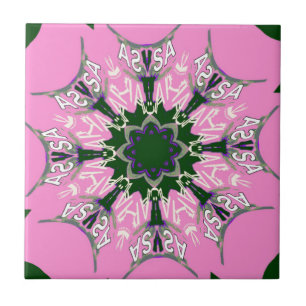 Carreau En Céramique Motif Motif Monogramme noir et rose joli