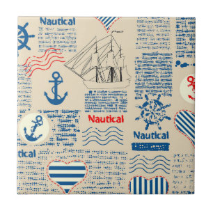 Carreau En Céramique Motif nautique de journal
