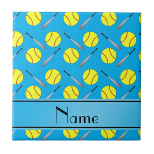 Carreau En Céramique Motif nommé personnalisé du base-ball de bleu de