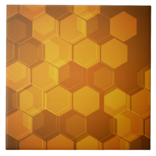 Carreau En Céramique Motif orange d'hexagone de nid d'abeilles