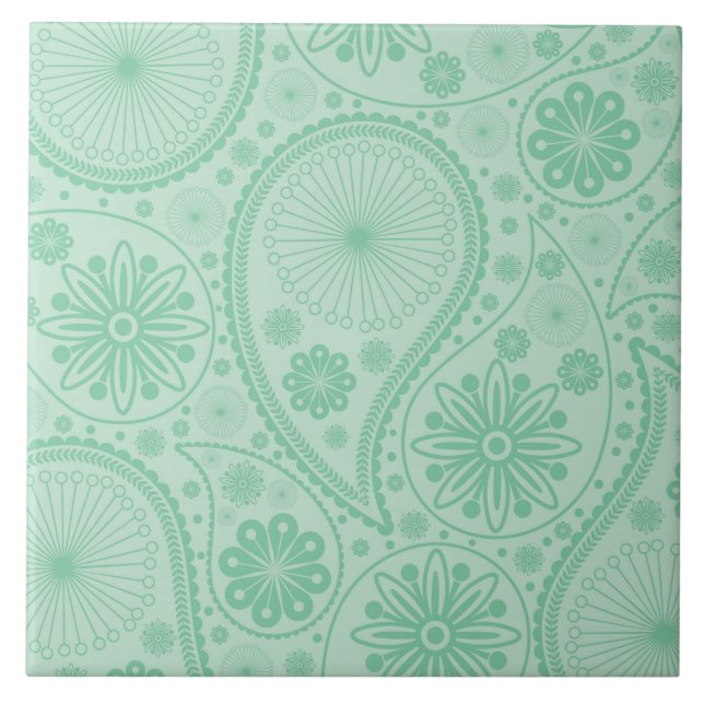 Carreau En Céramique Motif Paisley vert (Devant)