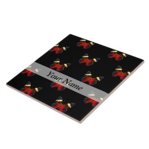 Carreau En Céramique Motif papillon rouge et noir