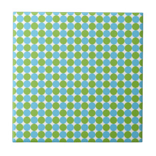 Carreau En Céramique Motif pois bleu et vert