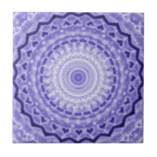 Carreau En Céramique Motif pourpre de kaléidoscope de mandala de joie