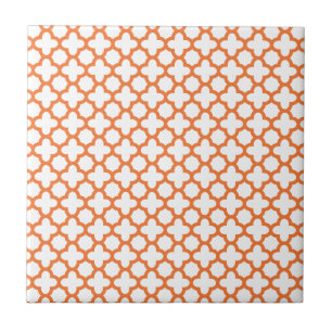 Carreau En Céramique Motif Quatrefoil Orange