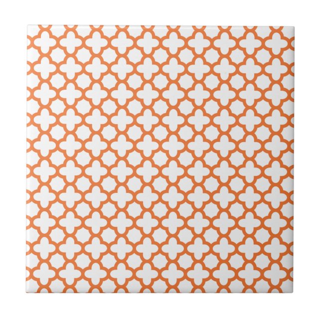 Carreau En Céramique Motif Quatrefoil Orange (Devant)