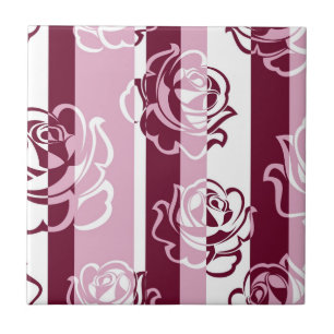 Carreau En Céramique Motif rayé avec des roses