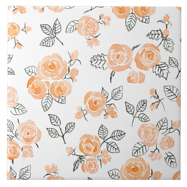 Carreau En Céramique Motif rose Peach (Devant)