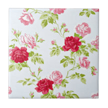 Motif rose sur Blue Vintage