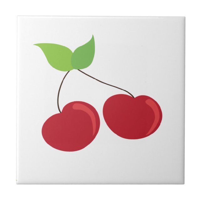 Carreau En Céramique Motif rouge de cerise (Devant)