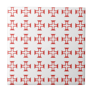 Carreau En Céramique Motif rouge de croix de Templar