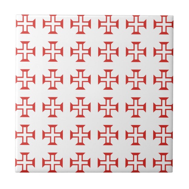Carreau En Céramique Motif rouge de croix de Templar (Devant)