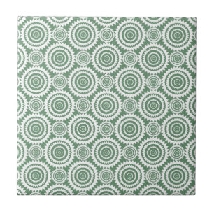 Carreau En Céramique Motif Sage Green et White Stlish Circles