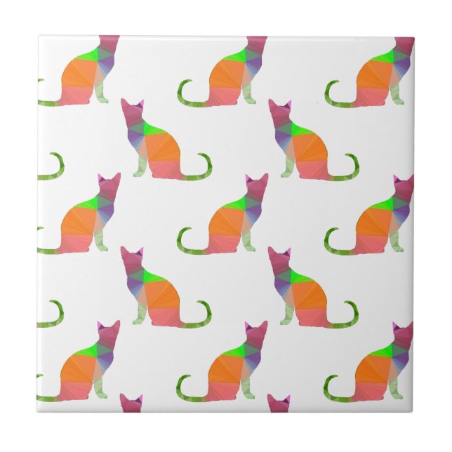 Carreau En Céramique Motif Silhouette de chat à basse densité (Devant)