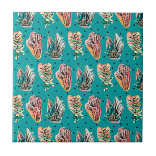 Carreau En Céramique Motif Succulent de Cactus Graphiques Abstraits