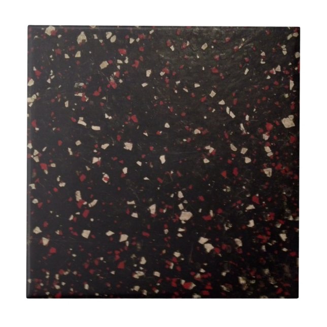 Carreau En Céramique motif tacheté noir et rouge et blanc (Devant)