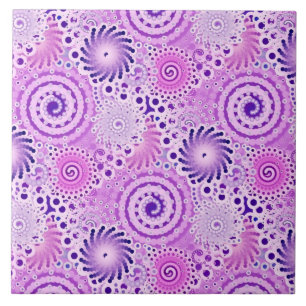 Carreau En Céramique Motif tourbillon fractal, violet, orchidée