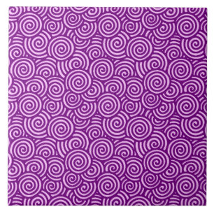 Carreau En Céramique motif tourbillon japonais - rose orchidée et viole