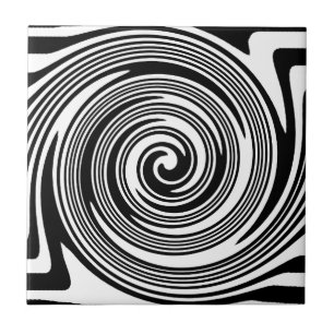 Carreau En Céramique motif tourbillon noir et blanc