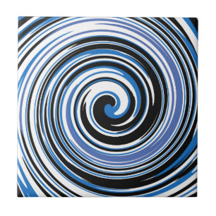 Carreau En Céramique Motif tourbillon noir et bleu