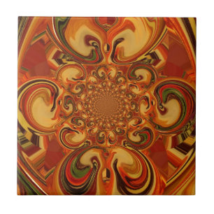 Carreau En Céramique Motif tourbillonnant : Tons d'orange, Brown et ver