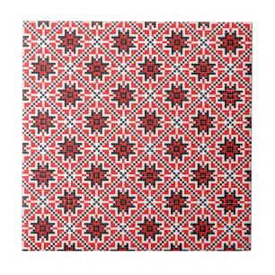Carreau En Céramique motif traditionnel roumain de costume ethnique