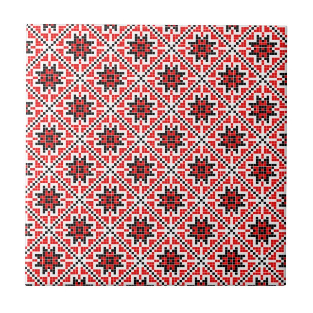 Carreau En Céramique motif traditionnel roumain de costume ethnique (Devant)