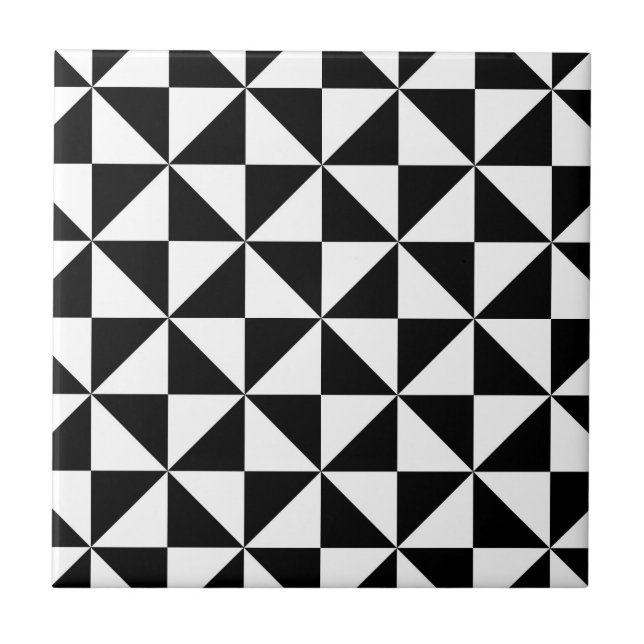 Carreau En Céramique Motif triangulaire noir et blanc (Devant)