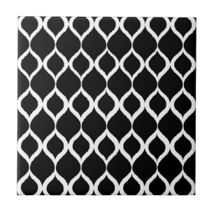 Carreau En Céramique Motif tribal géométrique blanc noir d'impression