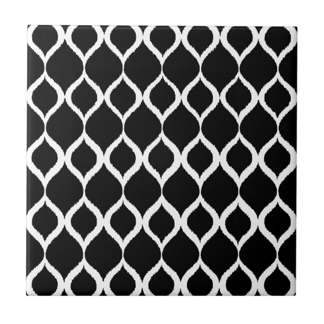 Carreau En Céramique Motif tribal géométrique blanc noir d'impression (Devant)