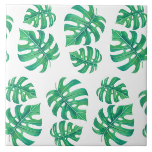 Carreau En Céramique Motif tropical avec feuilles monstères