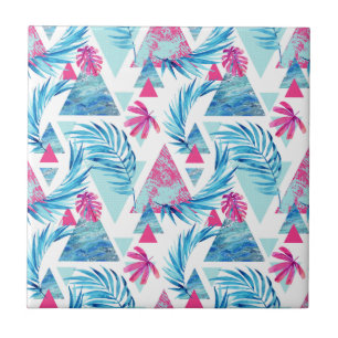 Carreau En Céramique Motif tropical de feuille d'aquarelle abstraite