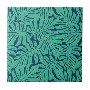 Carreau En Céramique Motif tropical de feuille de Monstera